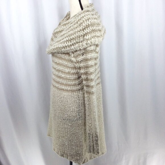 Umgee Cowl Neck Open Weave Tunic Sweater Womens Size Medium Beige Mini Dress - Picture 4 of 9